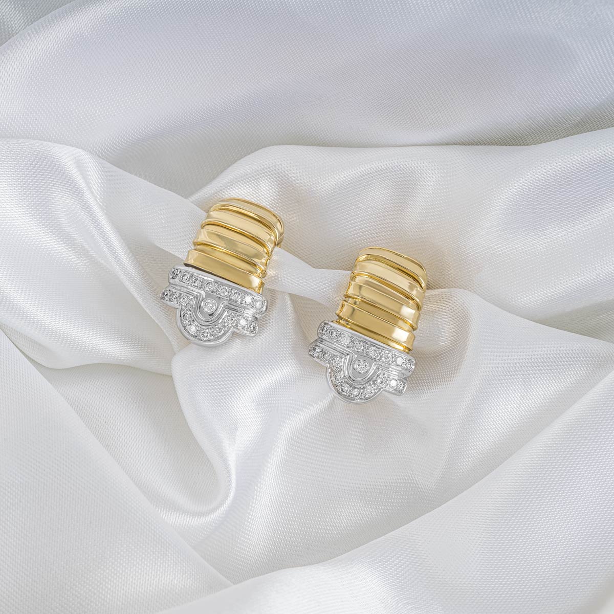 Yellow & White Gold Diamond Earrings 0.60ct TDW